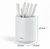 ECOCO Luxury White Kitchen Utensil Holder with Drainage Base – Modern Countertop Cutlery & Knife Organizer