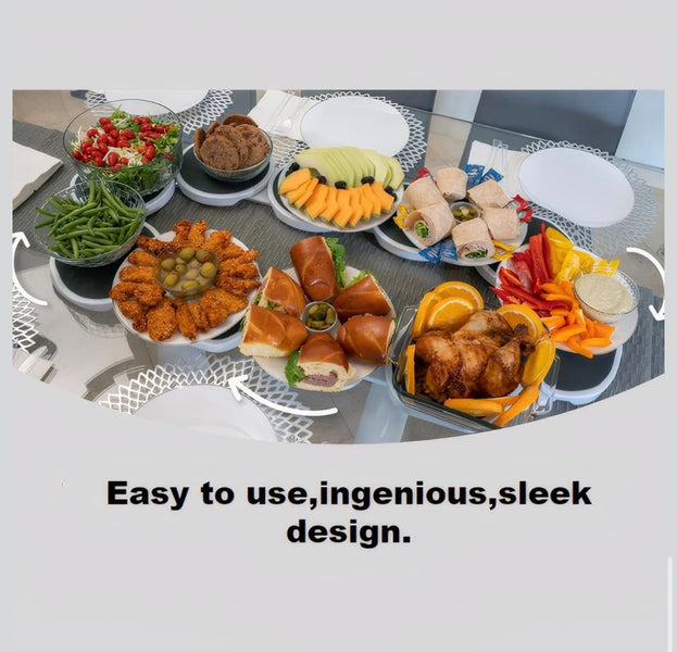 6-Slot Rotating Lazy Susan Serving Tray | Round Food & Snack Serving Platter