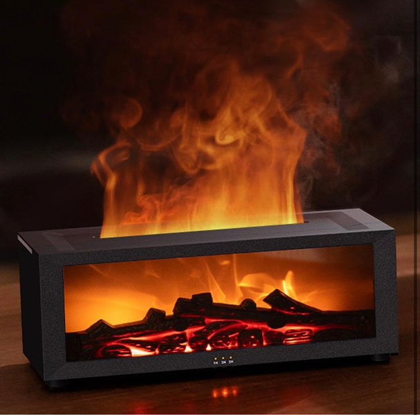 Premium Electric Flame Humidifier Fireplace – Tabletop LED Mist Heater Effect