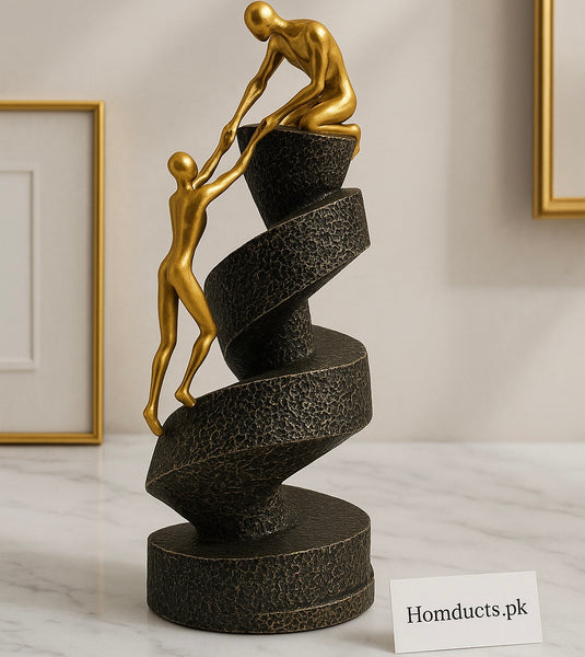 Golden Helping Hand Abstract Sculpture – Modern Art Resin Decor