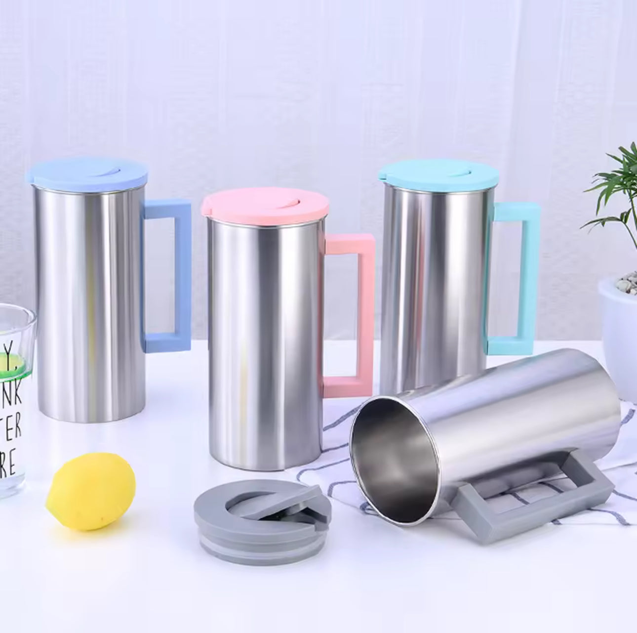 Luxury Stainless Steel Water & Tea Jug – 1800ml High Capacity with Elegant Handle