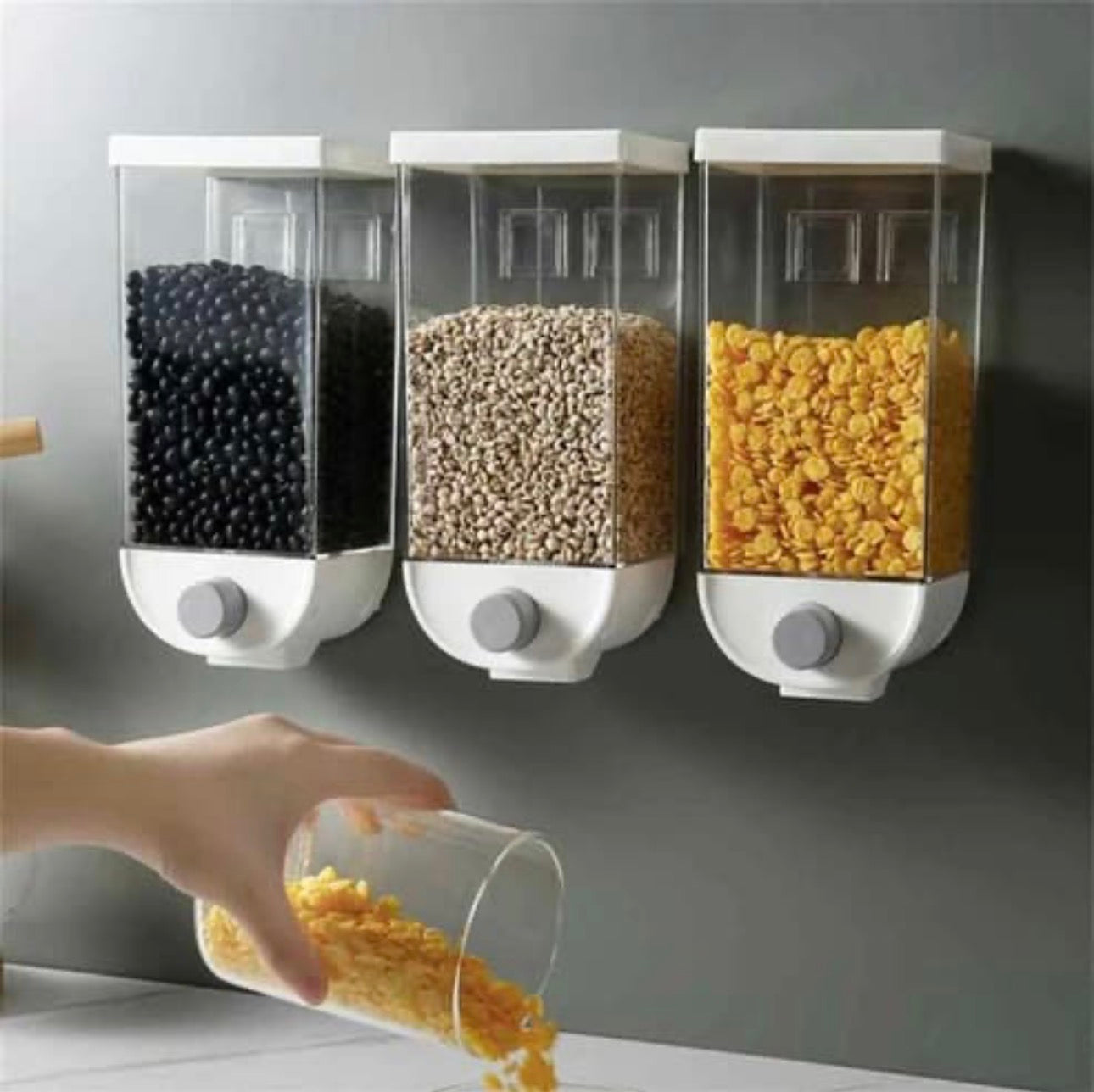 Premium Wall Mounted Grain & Cereal Dispenser – 1kg Kitchen Storage Container (1 Pc)