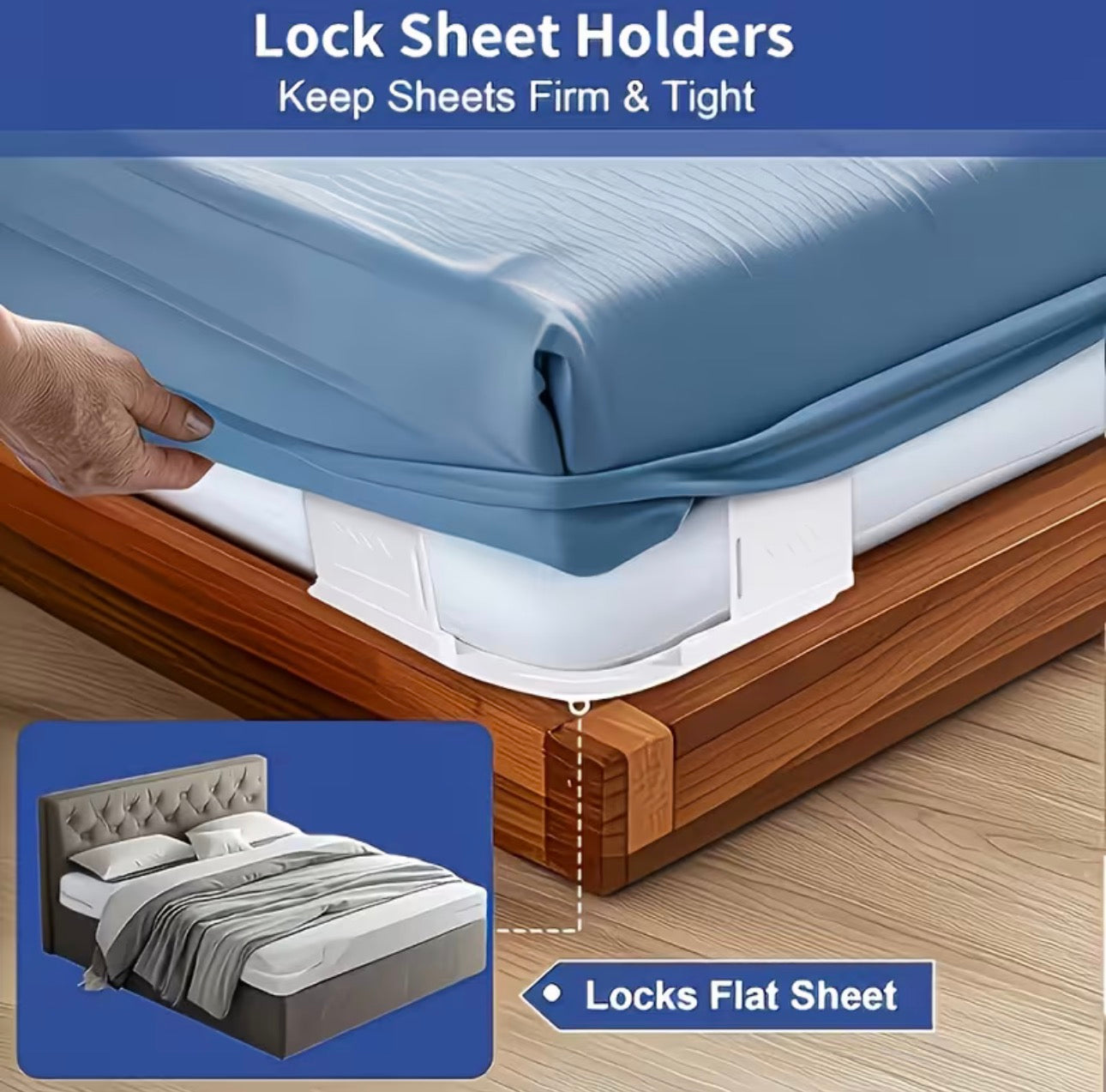 Premium Bed Sheet Holder Clips (4PCS) – Invisible Mattress Sheet Fasteners for Wrinkle-Free Bedding