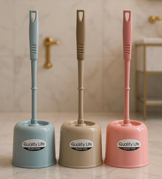 Premium Hygienic Toilet Brush with Holder – 1pc |Modern Bathroom Cleaning Essentials