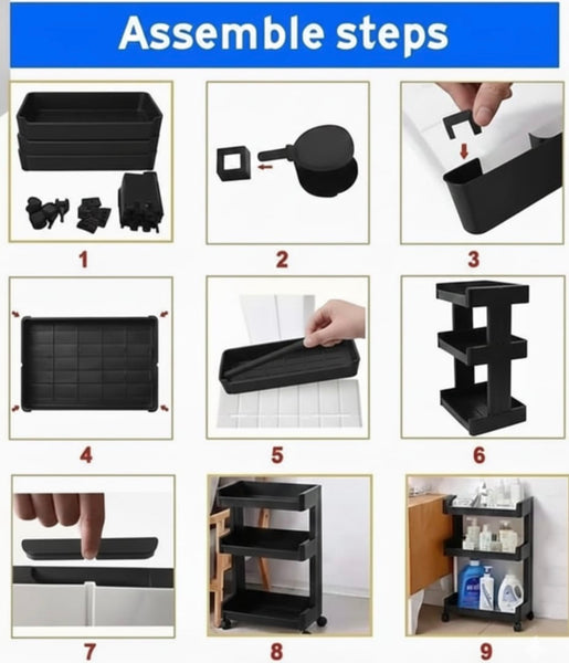 Premium Multi-Purpose 3 & 4 Tier Rolling Storage Organizer Rack for Bathroom, Kitchen, Laundry & Home Organization