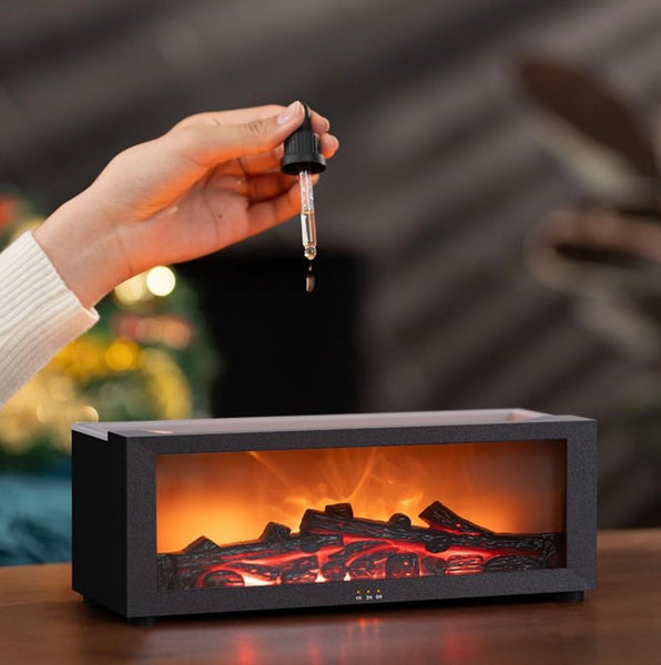 Premium Electric Flame Humidifier Fireplace – Tabletop LED Mist Heater Effect