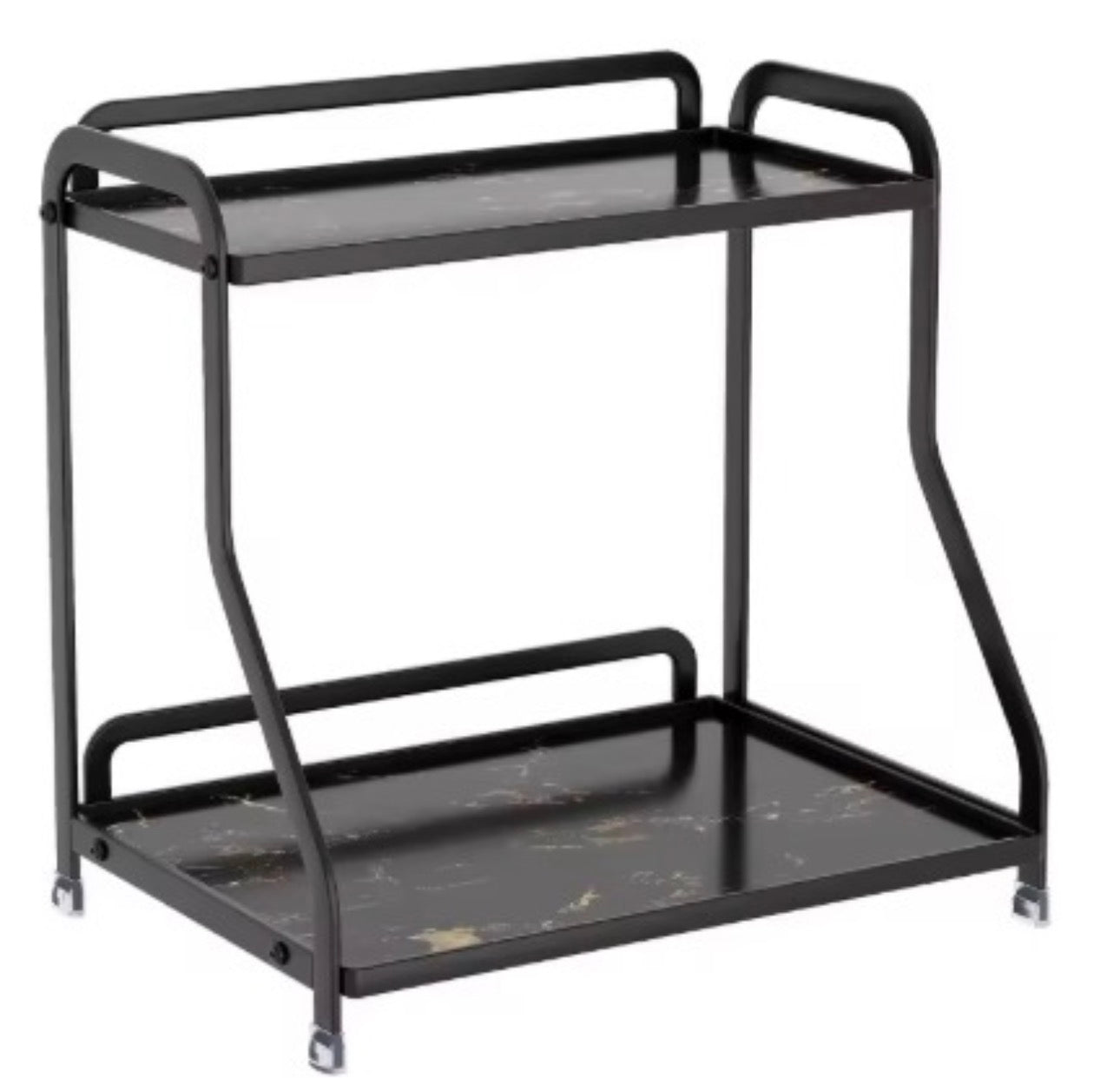 Luxury Black Marble Bathroom Storage Rack – 2-Tier Metal Organizer Shelf