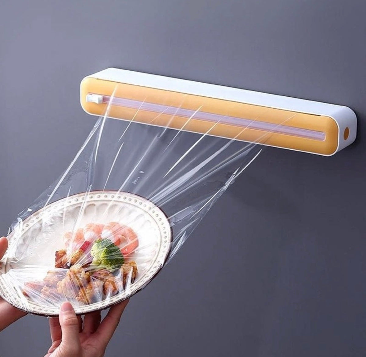 Cling Wrap Dispenser with Cutter – Kitchen Film Storage Organizer