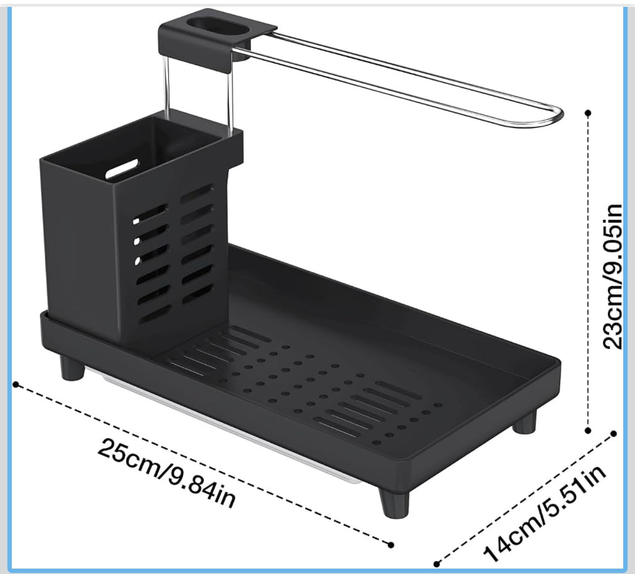 Premium Bathroom Countertop Organizer with Towel Bar & Removable Drain Tray | Multi-Function Sink Caddy