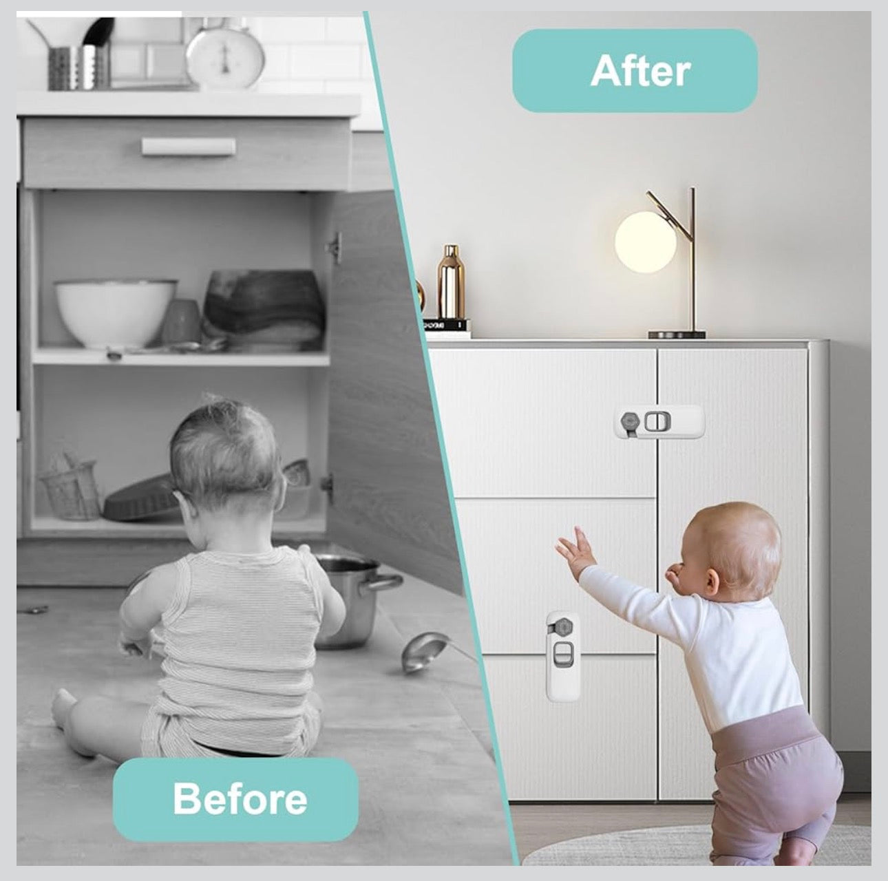 Child Safety Wardrobe Lock – Self Adhesive Cabinet & Drawer Lock for Children