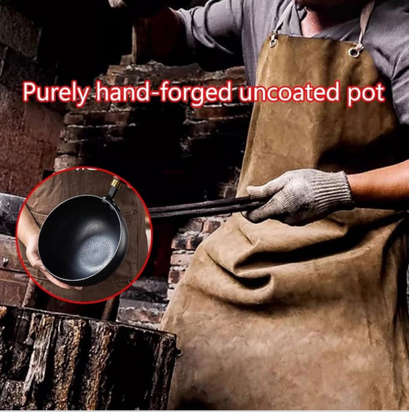 Premium Handcrafted Forged Cooking Pot with Lid – Multi-Purpose Deep Fry & Sauce Pan