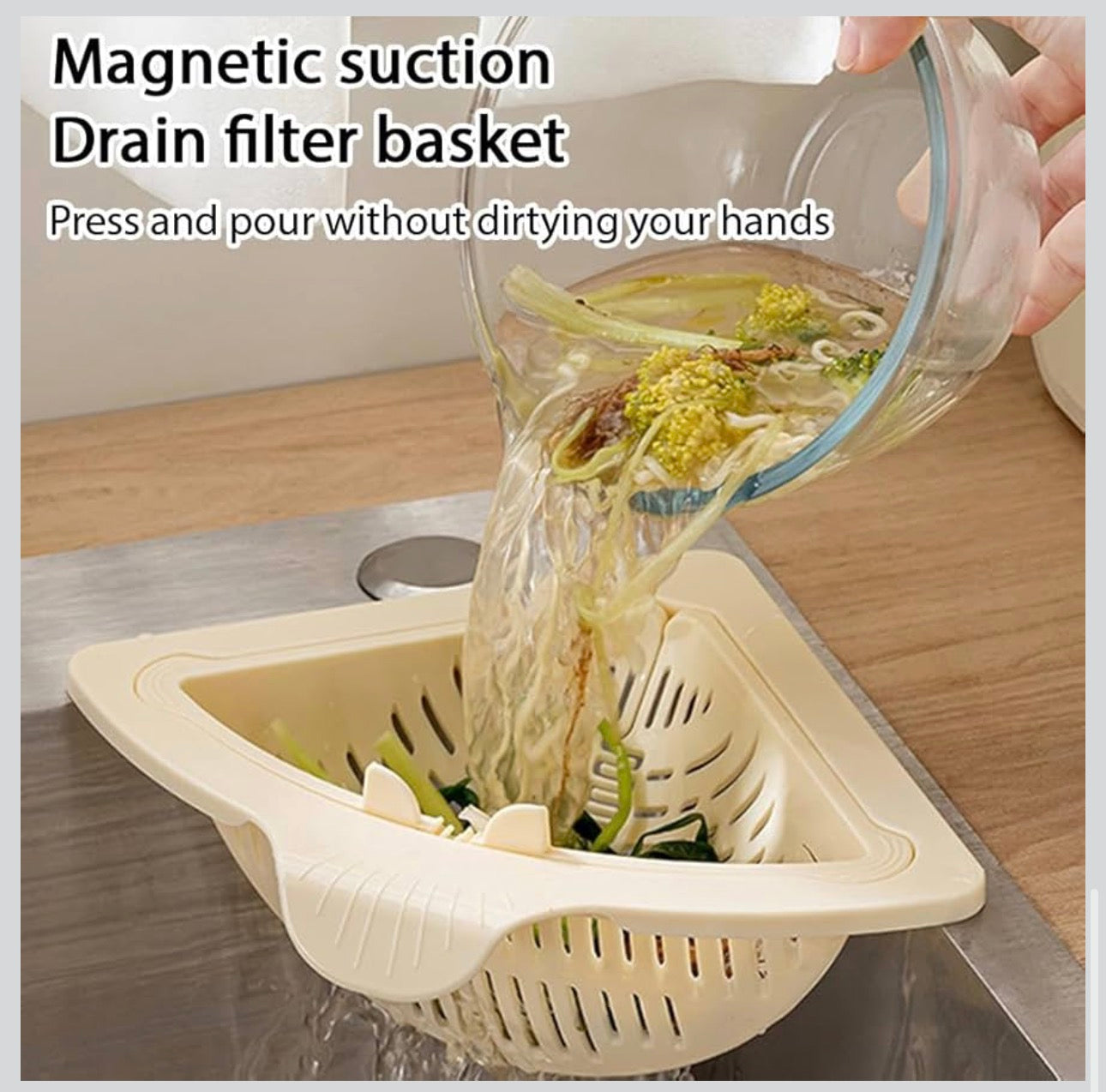 Premium Corner Sink Strainer Basket – Multi-Purpose Kitchen Drain Organizer