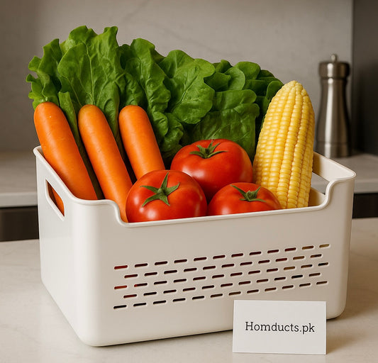 Premium Ventilated Fresh-Keeping Fridge Storage Basket – Multi-Use Vegetable & Fruit Organizer Box