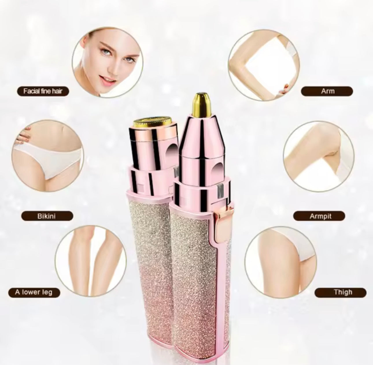 Rechargeable Rainbow Glitter Eyebrow Trimmer – USB Precision Hair Remover for Women