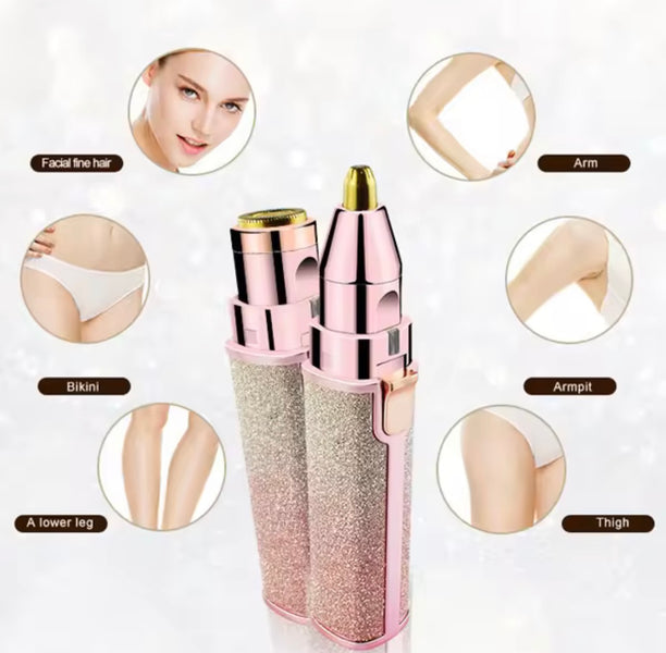 Rechargeable Rainbow Glitter Eyebrow Trimmer – USB Precision Hair Remover for Women
