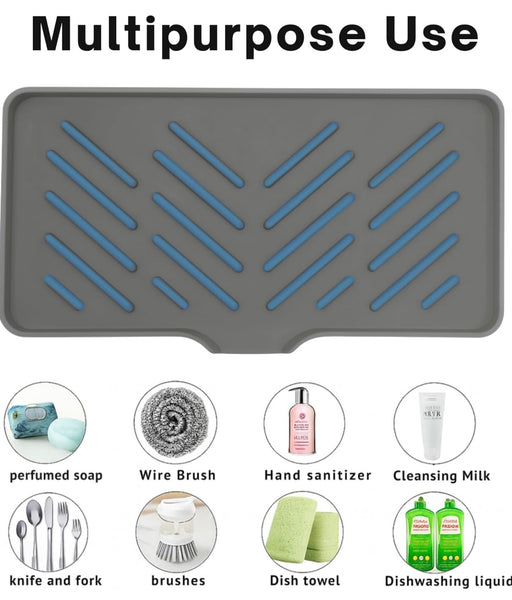 Premium Silicone Sink Organizer Tray with Drain Outlet – Multi-Purpose Faucet Shelf for Kitchen & Bathroom