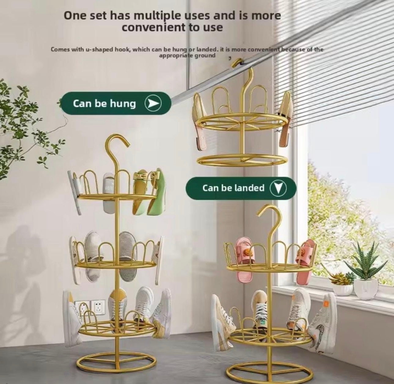 Multi-Tier Shoe Rack with Slipper Hanger – Space Saving Floor Organizer Stand