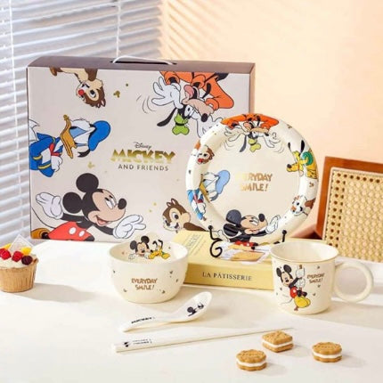 Original Disney Mickey & Friends Ceramic Dinnerware Set – Premium Kids Tableware Gift Set (Complete Meal Set)