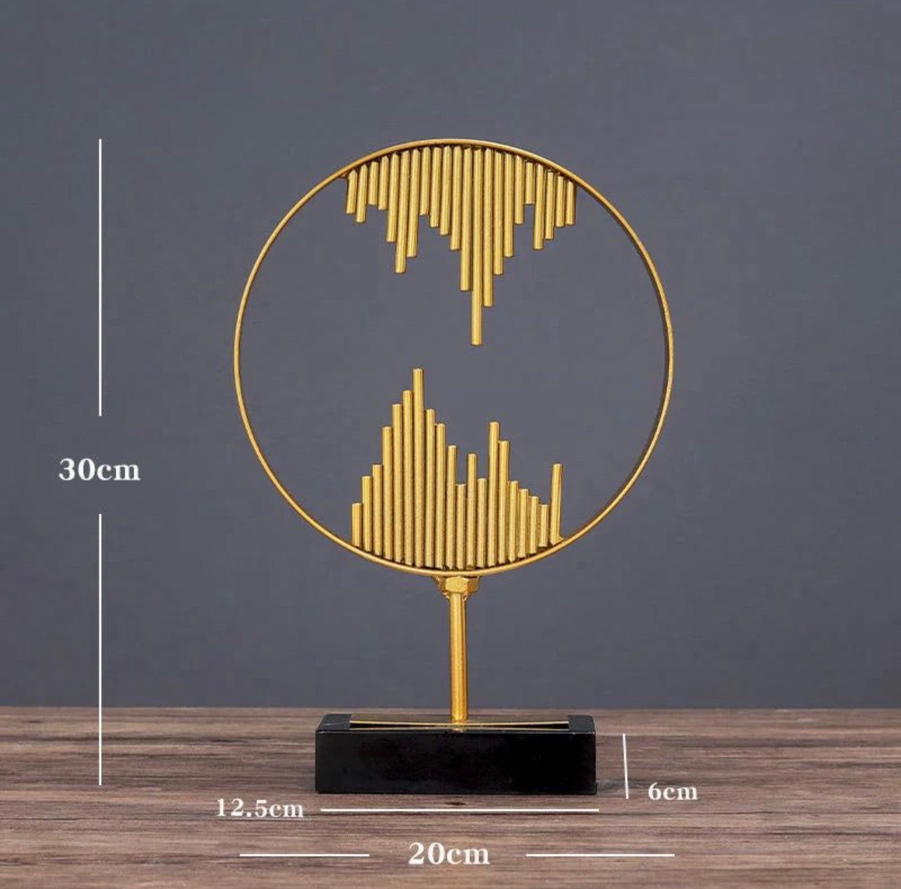 Luxury Golden Abstract Circle Sculpture – Modern Metal Table Décor