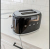 SMEG 2-Slice Retro Toaster – Matte Black Premium Stainless Steel Bread Toaster with Multi-Function Controls