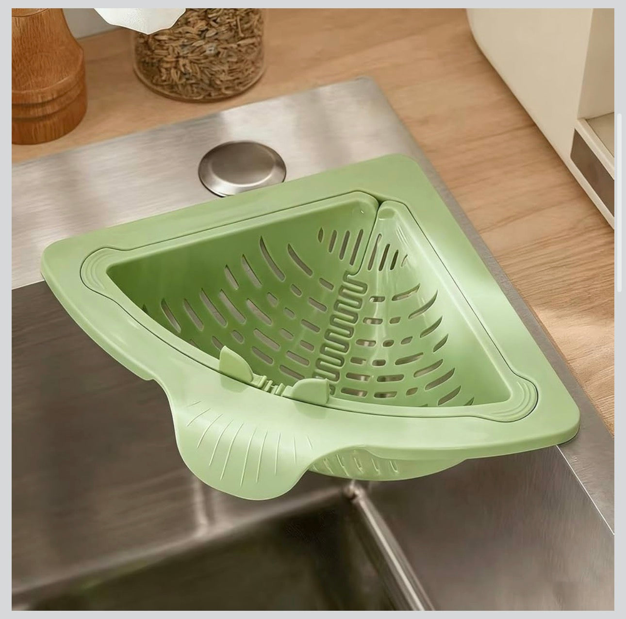 Premium Corner Sink Strainer Basket – Multi-Purpose Kitchen Drain Organizer