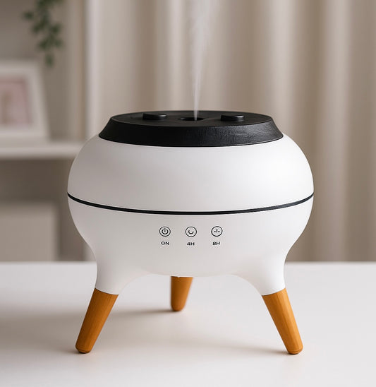 Modern Jellyfish-Style Air Humidifier & Aromatherapy Diffuser – Quiet Mist, Night Light, Wooden Leg Design