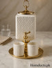 Luxury White Ceramic Beverage Dispenser Set with 6 Glasses – Gold Edition