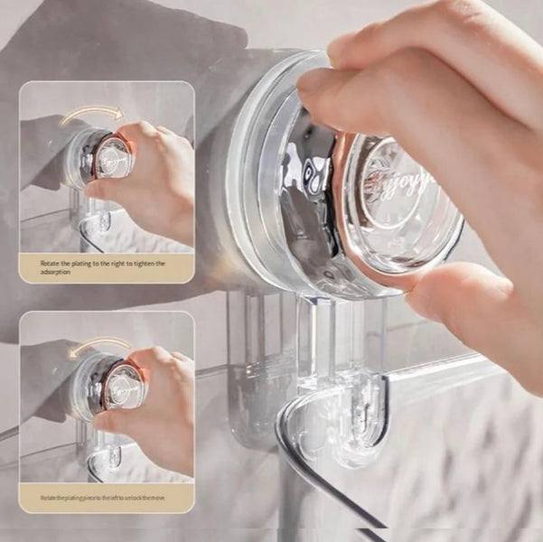 Premium Transparent Wall-Mounted Bathroom Organizer – Double Layer Suction Shelf