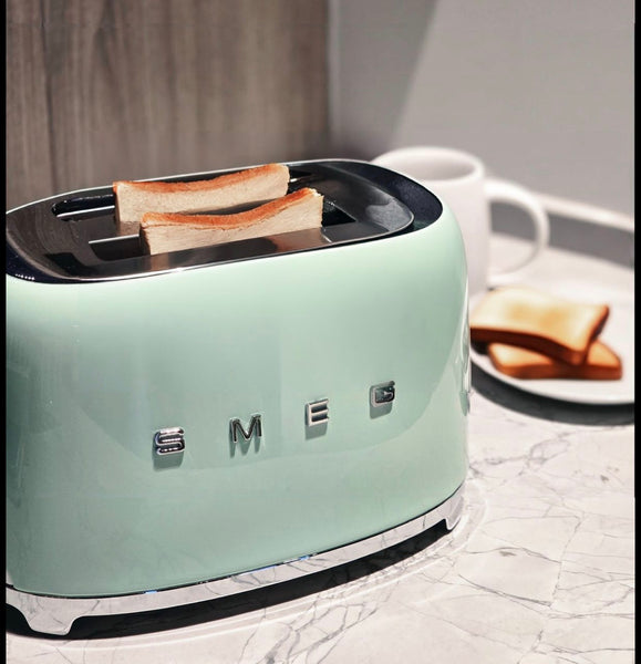 SMEG 2-Slice Retro Toaster – Pastel Green Premium Stainless Steel Bread Toaster with Multi-Function Controls