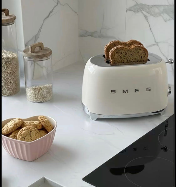 SMEG 2-Slice Retro Toaster – Cream White Premium Stainless Steel Bread Toaster with Multi-Function Controls