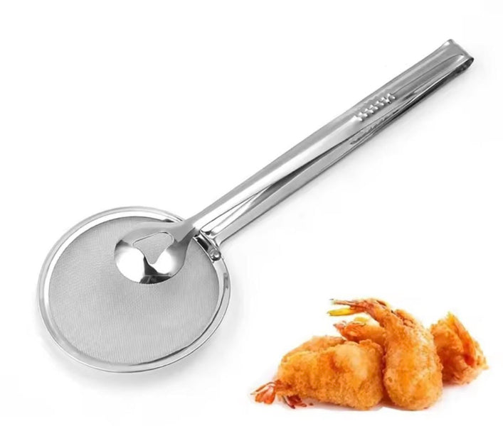 Premium Stainless Steel Oil Strainer Tong – Heat Resistant Frying Filter Clamp