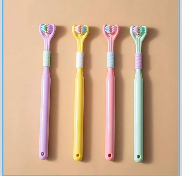 3-Sided Deep Clean Toothbrush – Multi-Angle Soft Bristle Oral Care Brush (1 Pc)