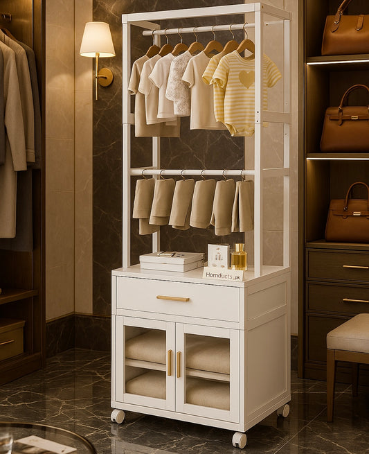 Premium Multi-Layer Floor-Standing Coat Rack with Storage Drawers