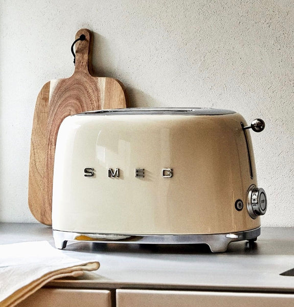 SMEG 2-Slice Retro Toaster – Cream White Premium Stainless Steel Bread Toaster with Multi-Function Controls