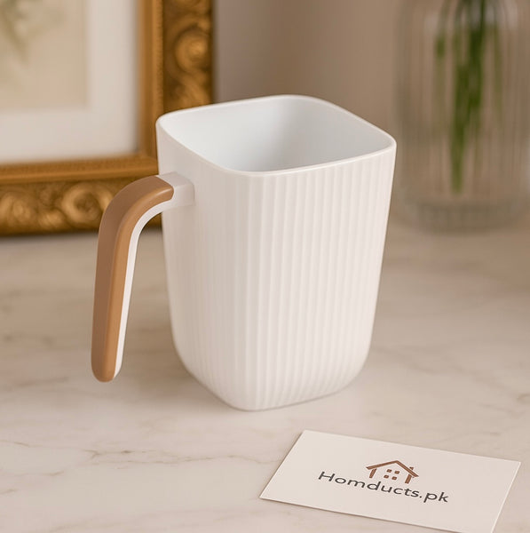 Ziba Premium Ribbed Square Mug – Modern Minimalist Drinkware with Ergonomic Handle