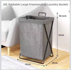 Foldable Fabric Laundry Basket with Metal Frame – Modern Clothes Storage Hamper