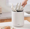 ECOCO Luxury White Kitchen Utensil Holder with Drainage Base – Modern Countertop Cutlery & Knife Organizer