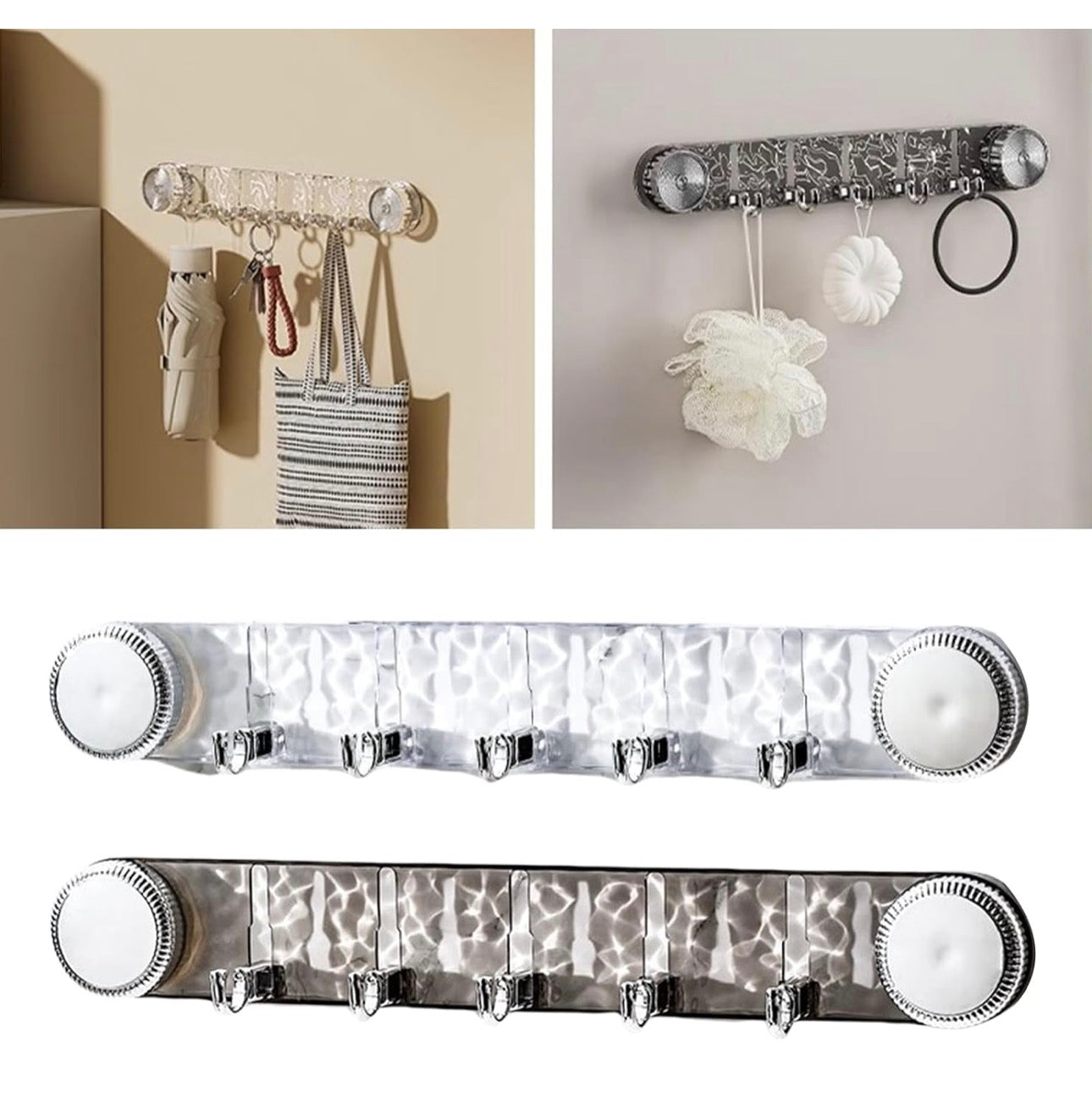 Luxury Water Ripple Wall Hook Rack – Multipurpose Bathroom & Kitchen Organizer (1 Pc)