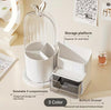 Luxury Rotating Makeup Organizer with Dustproof Cover – Multi-Compartment Cosmetic Storage Box
