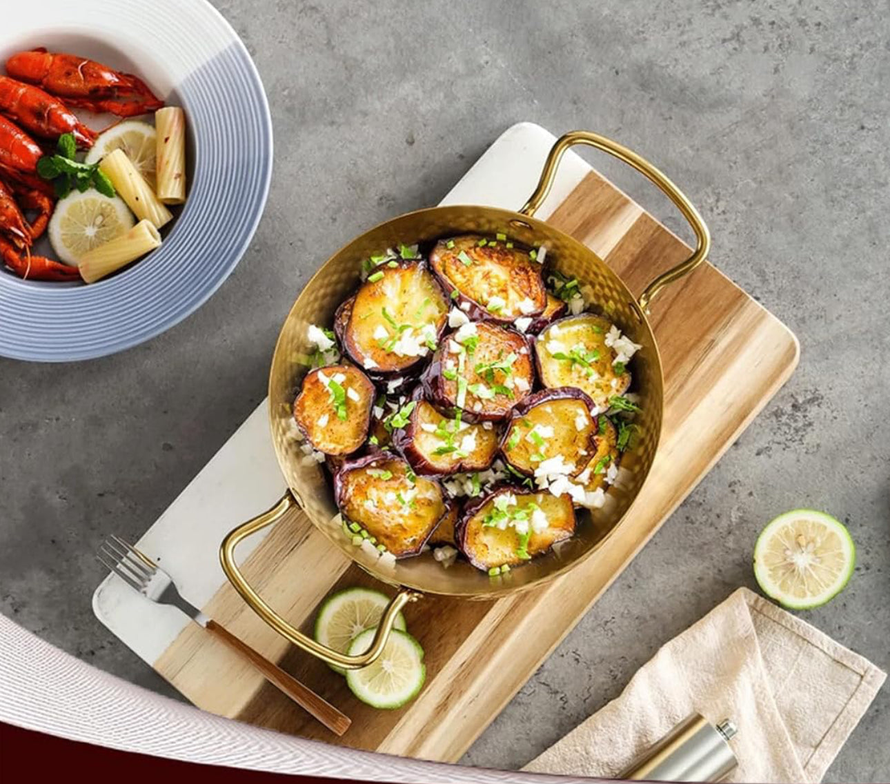 Luxury Golden Hammered Stainless Steel Noodle Pot with Double Handles – 16cm / 18cm