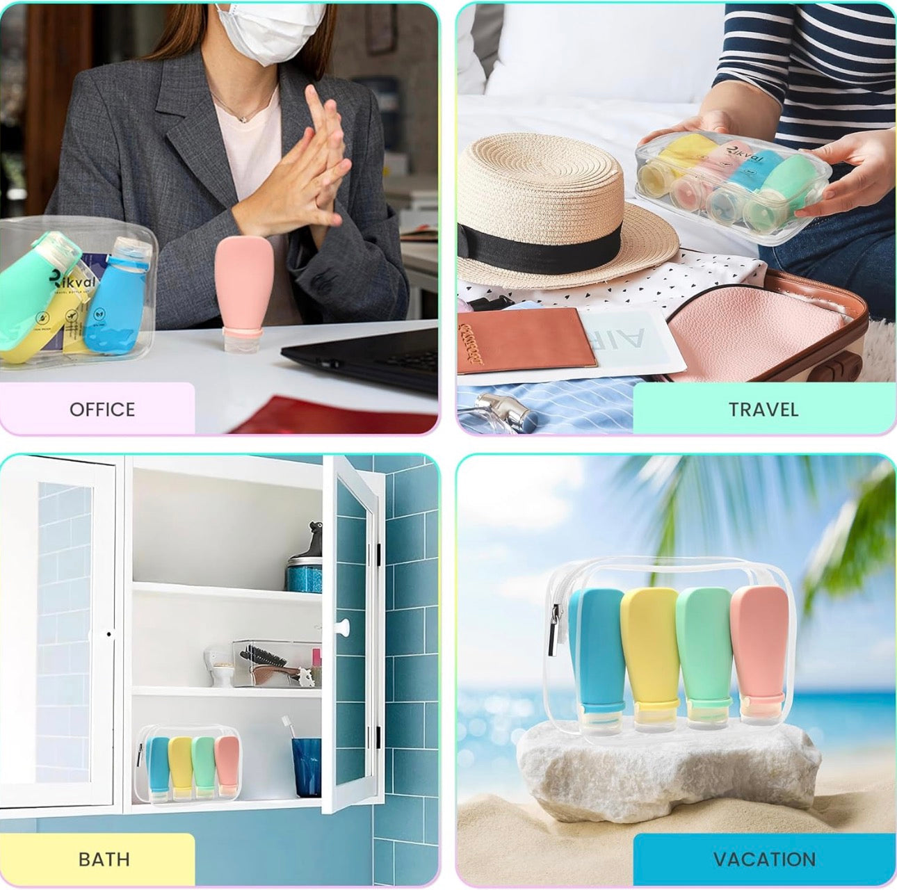 Luxury Silicone Travel Lotion Bottles Set – Leakproof Squeeze Containers for Toiletries (3 Pcs)