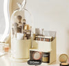 Luxury Rotating Makeup Organizer with Dustproof Cover – Multi-Compartment Cosmetic Storage Box
