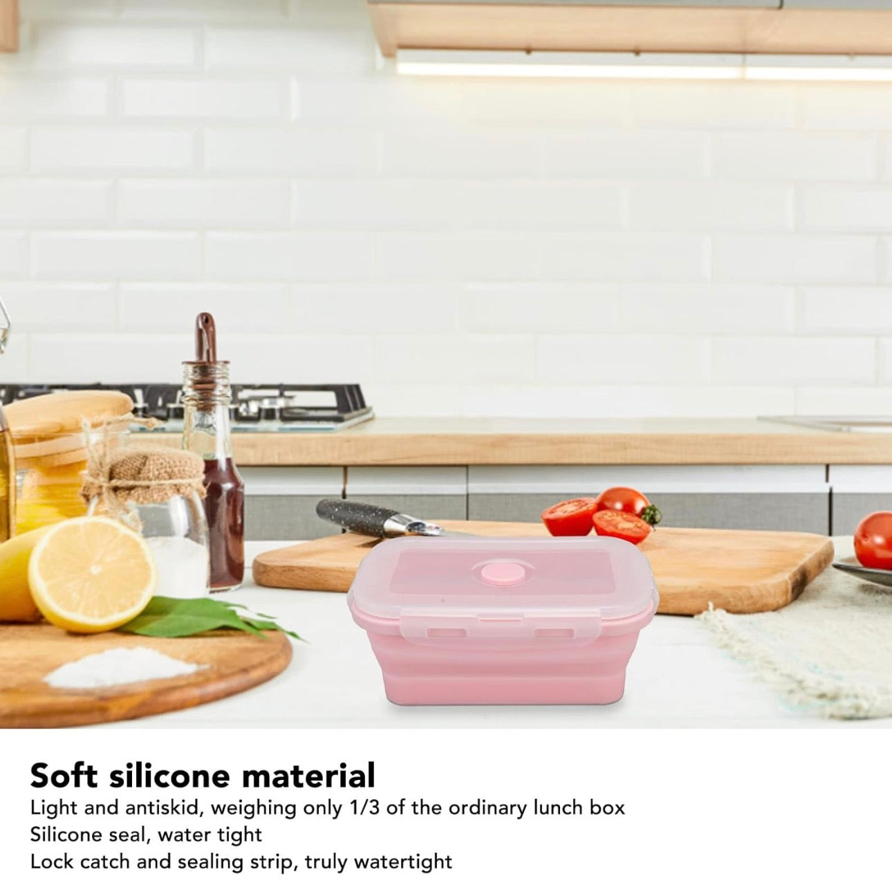 Premium Collapsible Food Storage Box with Lid – Space Saving Foldable Kitchen Storage Container