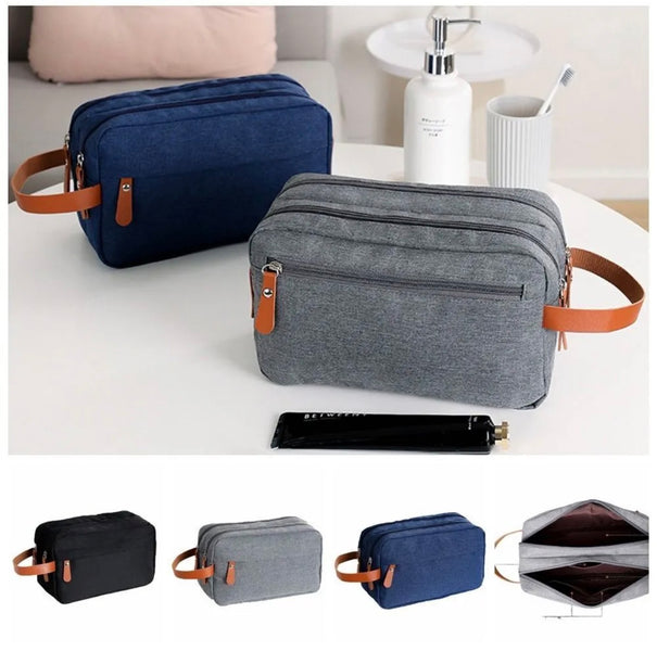 Premium Travel Toiletry Bag – Waterproof Organizer with Leather Handle (25cm)