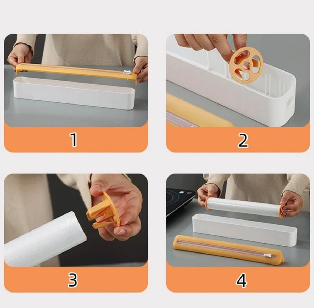 Cling Wrap Dispenser with Cutter – Kitchen Film Storage Organizer