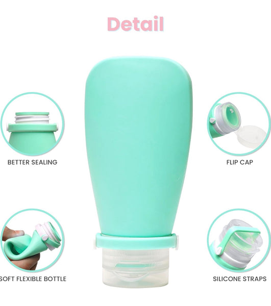Luxury Silicone Travel Lotion Bottles Set – Leakproof Squeeze Containers for Toiletries (3 Pcs)