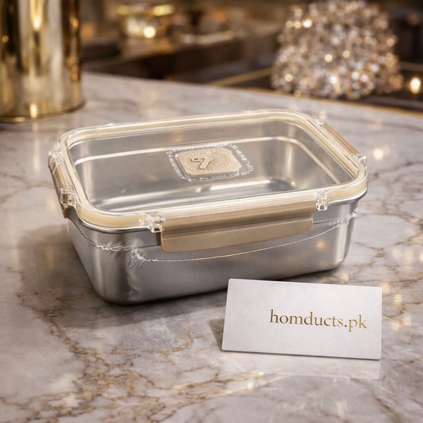 Premium Stainless Steel Airtight Lunch Box | Leak-Proof Food Storage Container – Homducts.pk