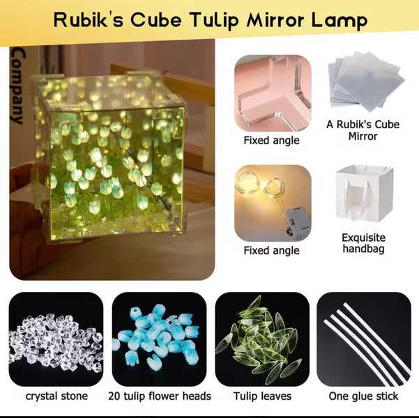 Luxury Tulip Cube Lamp – Decorative LED Flower Light for Home & Living