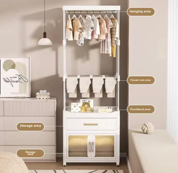 Premium Multi-Layer Floor-Standing Coat Rack with Storage Drawers