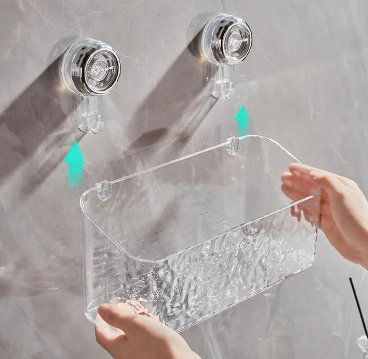 Premium Transparent Wall-Mounted Bathroom Organizer – Double Layer Suction Shelf